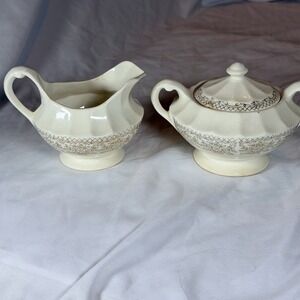 Lovely Vintage Lemoges- American China Chateau Sugar Bowl with Lid And Creamer